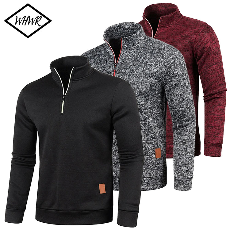 Men Sweatshirts Spring Thicker Pullover Half Zipper Pullover for Male Hoody Outdoor Sweatshirt Autumn Solid Color Turtleneck Sweater