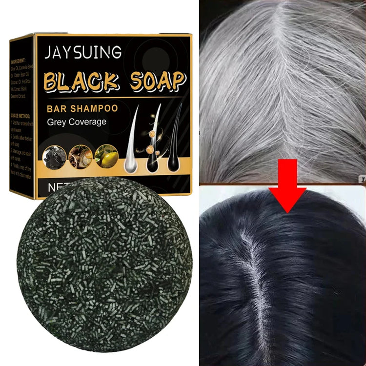 White Hair Darkening Shampoo Soap Restore Gray Beard and Hair Natural Color Soap Gray White To Black Dye Hair Fixing Shampoo 50g