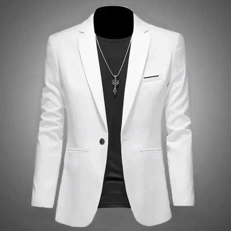 Men's Trendy Leisure Boutique Suit Jacket Autumn Casual Business Slim Fit Non-ironing Single Button Suit Solid Formal Blouse