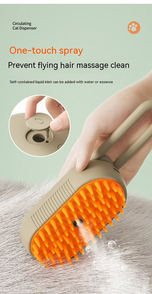 New Pet Spray Comb for Cats and Dogs Pet Electric Spray Hair Removal Comb One Key Spray Anti-Flying Massage Brush, Clean Massage