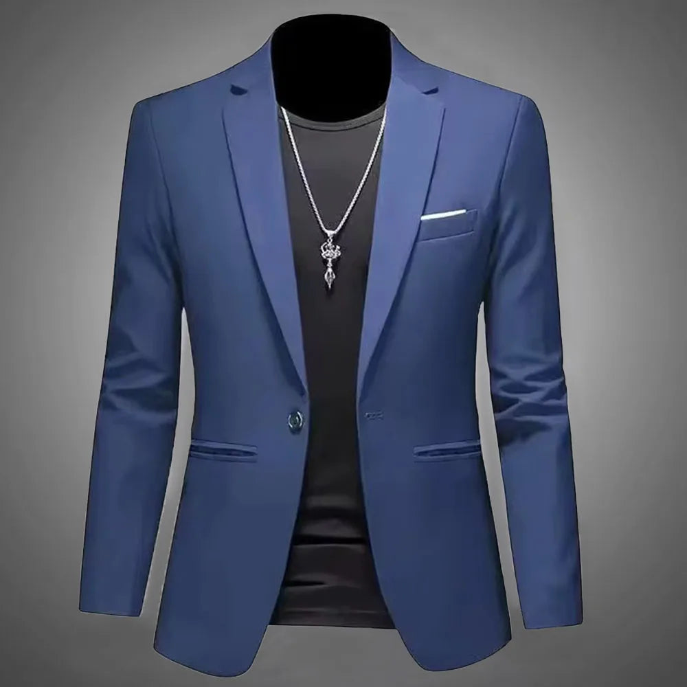 Men's Trendy Leisure Boutique Suit Jacket Autumn Casual Business Slim Fit Non-ironing Single Button Suit Solid Formal Blouse