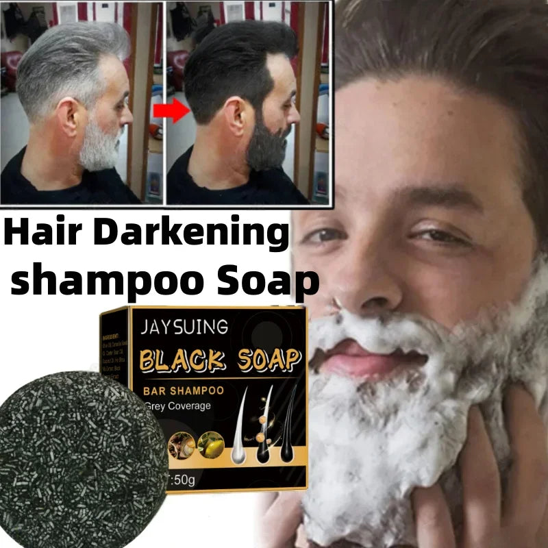 White Hair Darkening Shampoo Soap Restore Gray Beard and Hair Natural Color Soap Gray White To Black Dye Hair Fixing Shampoo 50g