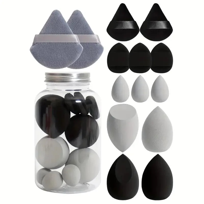 14Pcs/Set Makeup Sponge Set with Storage Jar Velvet Beauty Blenders Makeup Sponge Finger Puff Foundation Cosmetic Puffs