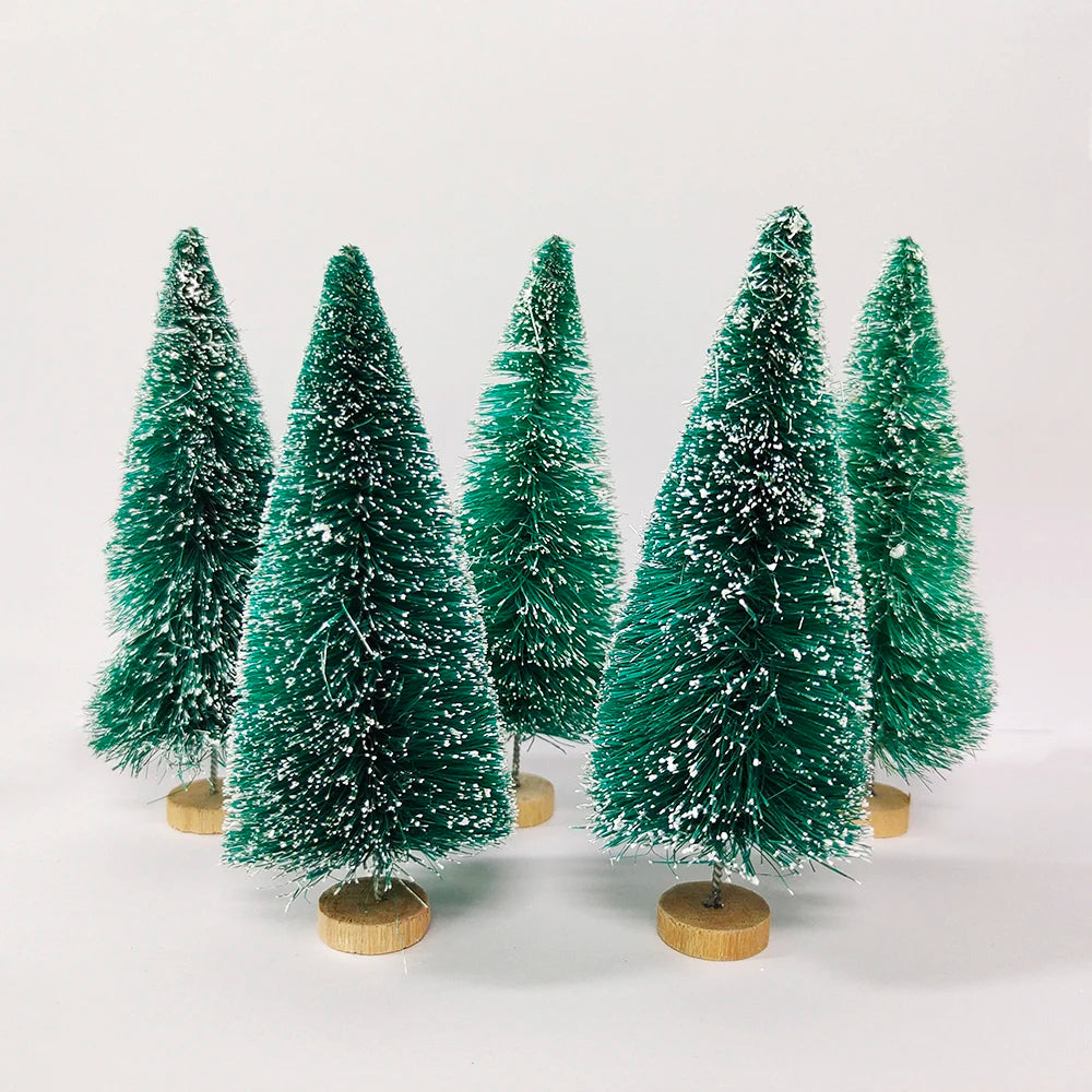 5Pcs Mini Christmas Trees Plastic Artificial Christmas Tree Ornament Winter Snow Tabletop Diy Craft Christmas Decoration 2024