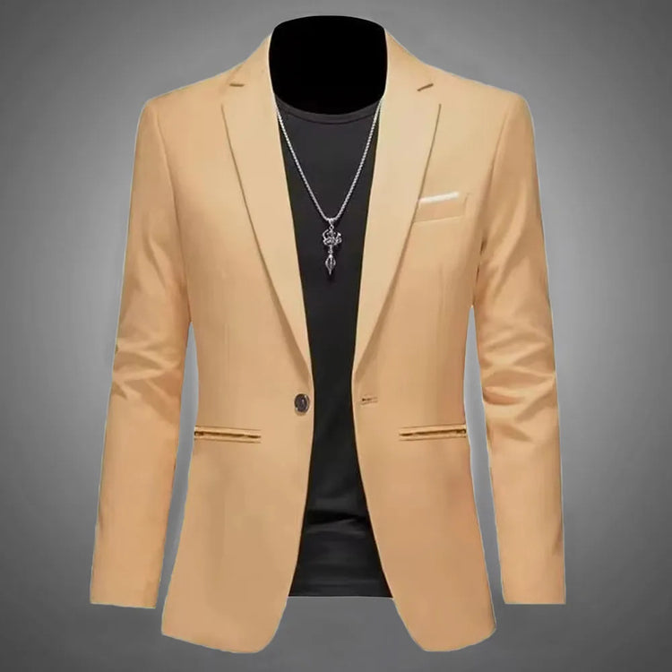 Men's Trendy Leisure Boutique Suit Jacket Autumn Casual Business Slim Fit Non-ironing Single Button Suit Solid Formal Blouse