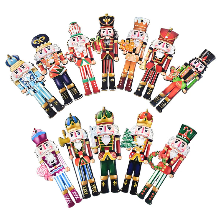 12Pcs Nutcracker Soldier Wooden Pendant Xmas Tree Hanging Ornament 2024 Christmas Decoration for Home Navidad 2025 New Year Gift