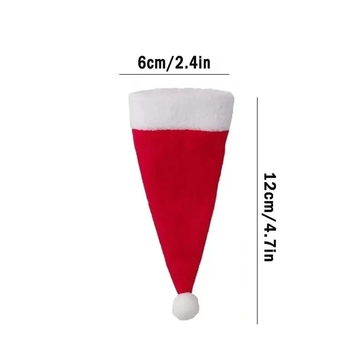 Merry Christmas Decorations 2024 Christmas Tableware Bag Holder Christmas Hat Fork Knife Cutlery Bag Christmas Decor for Home