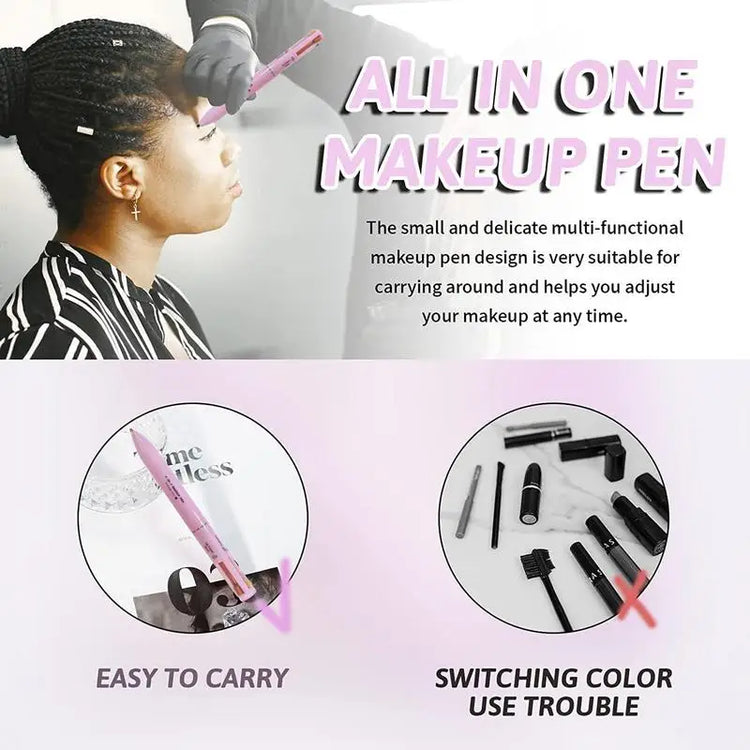 4 in 1 Makeup Pen Highlighter EyeLiner Eyebrow Pencil LipLiner Waterproof Multifunctional Makeup Pencil for Travel Gift for Girl