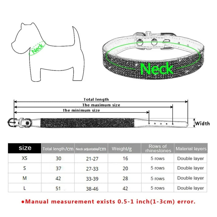 Suede Fiber Crystal Dog Collar Comfortable Glitter Rhinestone Dog Collars Zinc Alloy Buckle Collar for Small Dogs Cats XS-L