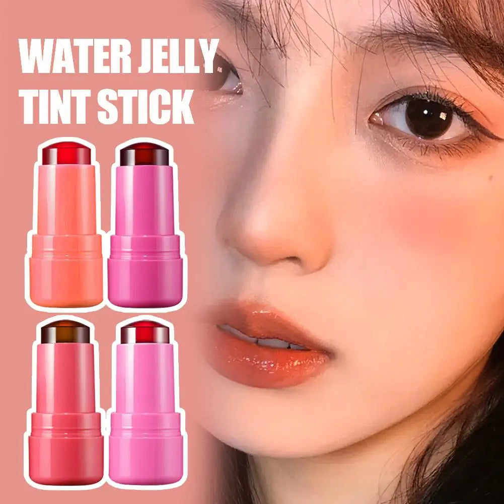 8 Colors 3-in-1 Cheek Lip Tinted Moistured Blush Stick Eyes Cheek Lip Brighten Cream Water Jelly Tint Stick Matte Contour Makeup