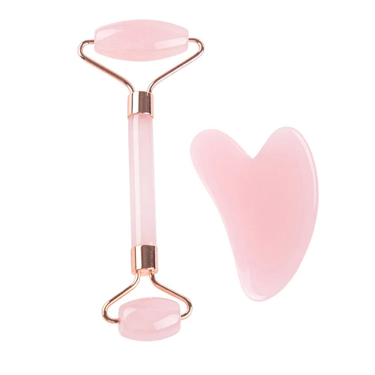 Rose Quartz Gua Sha Roller Massager Jade Scraping Facial Skin Beauty Care Guasha Board Body Natural Scraping Face Massage Tools