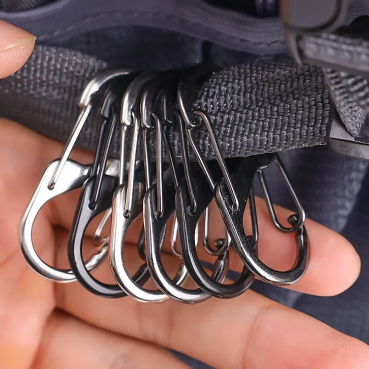 5PCS Zinc Alloy S Shape Camping Carabiners Safety Buckles Outdoor Sports Bottles Backpack Keychain Climbing Hiking Hooks Tool