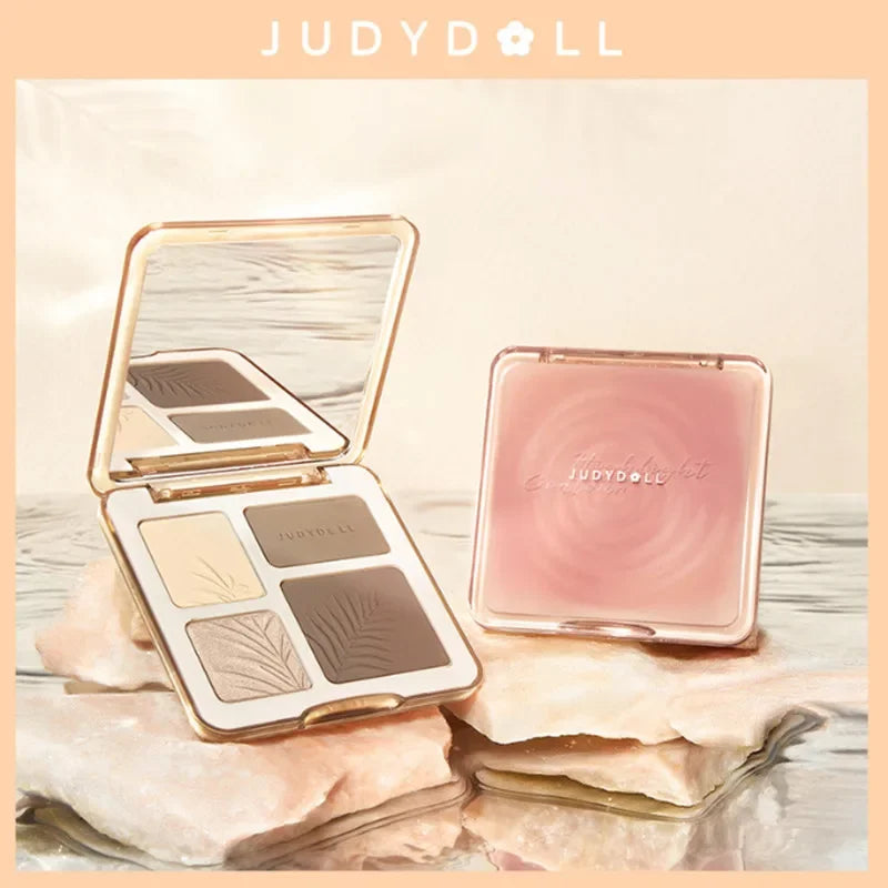 Judydoll Highlighter Contour Bronzer Palette Nude Makeup Natural Facial 3D Nose Shadow Long-Lasting Waterproof Cosmetics Makeup