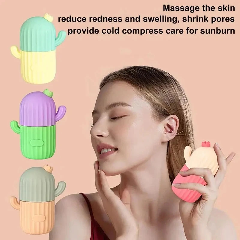 Face Ice Cube Silicone Mold for Beauty Massager Moisturizing Washable Freezing Ice Roller Mould Cactus Shaped Skin Care Tool