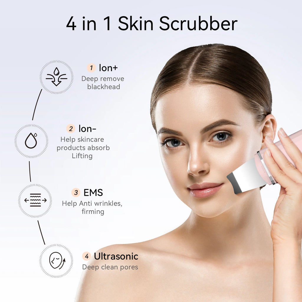 Ultrasonic Skin Scrubber Deep Cleaning Limpieza Facial Pore Spatula EMS Face Lifting Ultrasonic Peeling Skin Care Tool