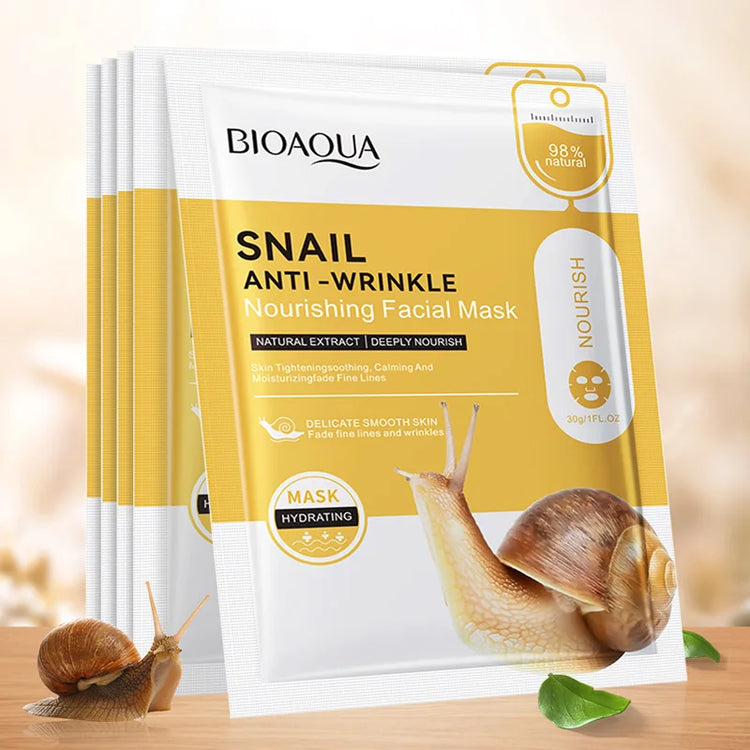 20pcs BIOAQUA Snail Hyaluronic Acid Face Mask skincare Moisturizing Brightening Firming Facial Masks Face Skin Care Products