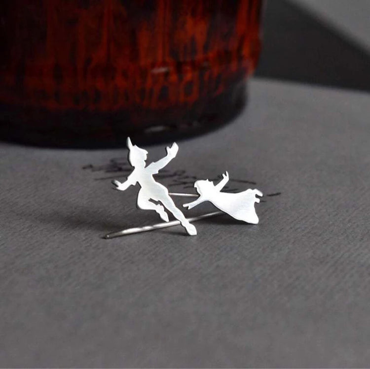 Peter Pan Little Girl Flying Earrings Piercing Stud Earrings Fairytale Accessories Jewelry For Girls Women Holiday Gifts