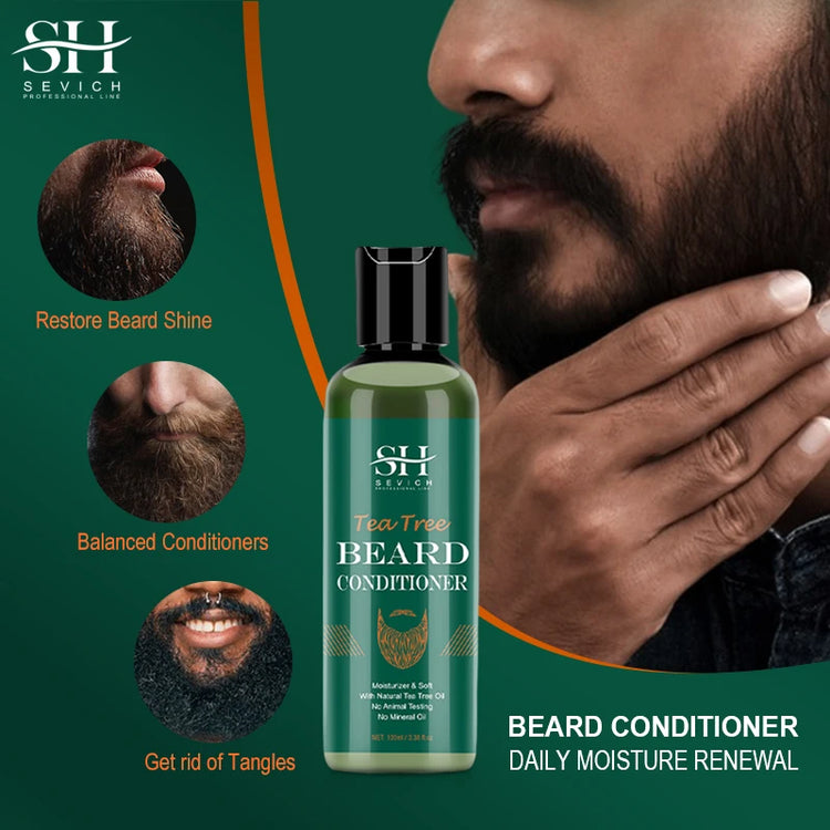 2023 Tea Tree Beard Nourishing Moisturizing Growth Oil Kit For Men Moustache Growth Anti Hair Loss Shampoo Beard Care Sevich