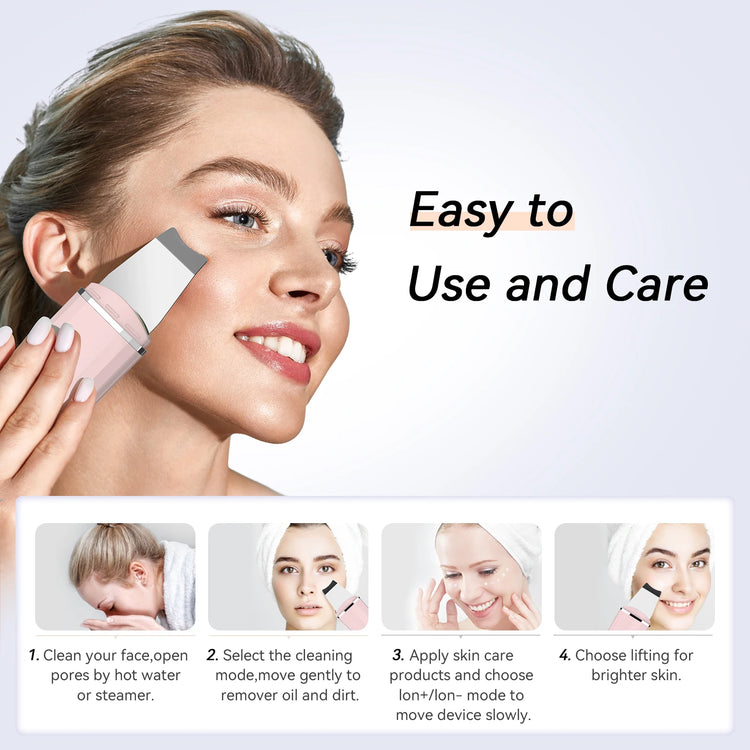 Ultrasonic Skin Scrubber Deep Cleaning Limpieza Facial Pore Spatula EMS Face Lifting Ultrasonic Peeling Skin Care Tool