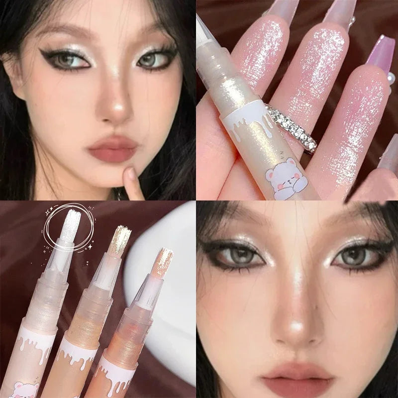 Glitter Liquid Highlighter Pen Shimmer Waterproof Liquid Champagne Eyeshadow Lying Silkworm Lasting Shiny Beauty Makeup Tools