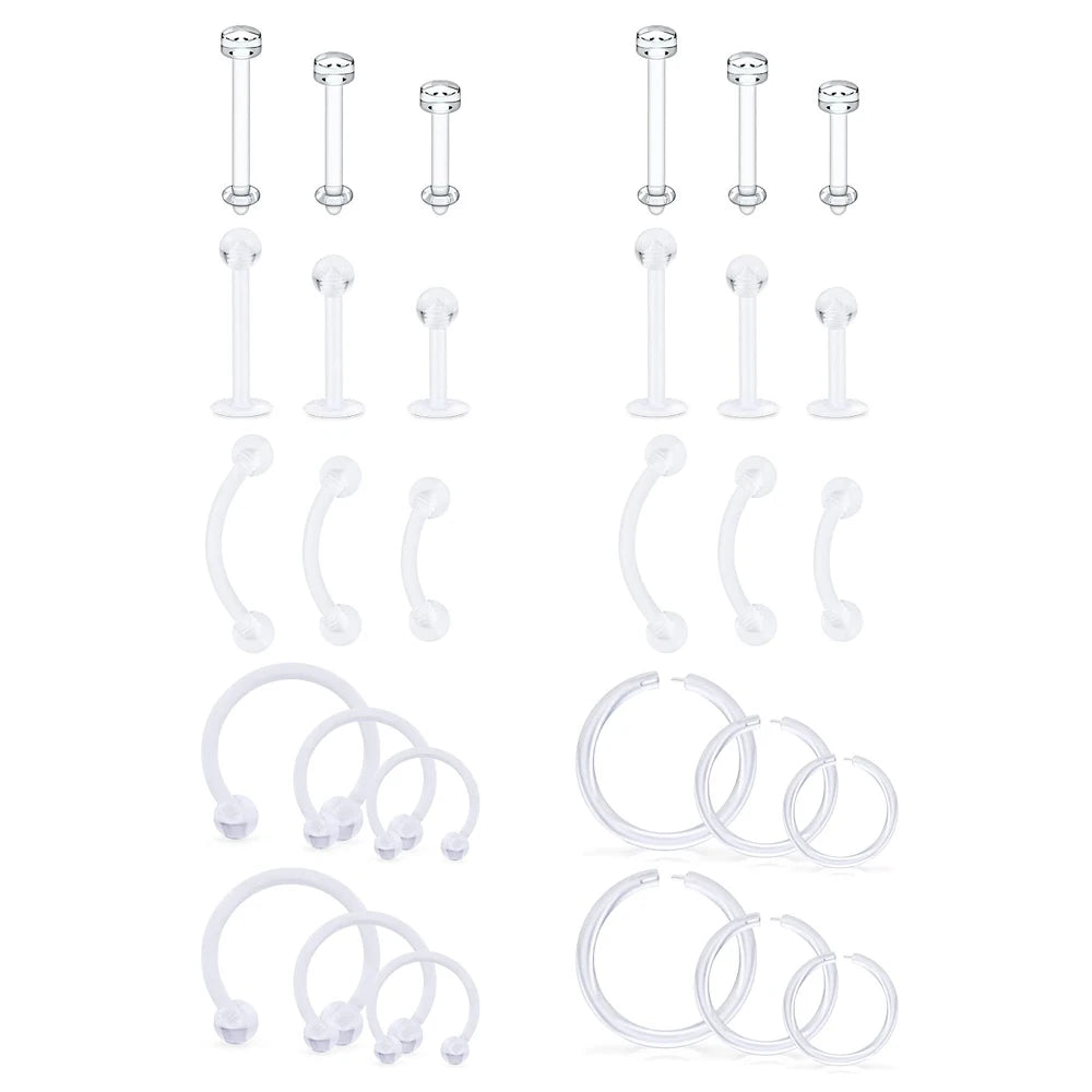 Clear Sports Work Bioflex Helix Tragus Conch Earrings Plastic Medusa Piercing Jewelry Lip Rings Labret Piercing Retainer