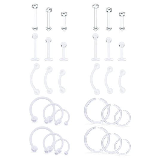 Clear Sports Work Bioflex Helix Tragus Conch Earrings Plastic Medusa Piercing Jewelry Lip Rings Labret Piercing Retainer