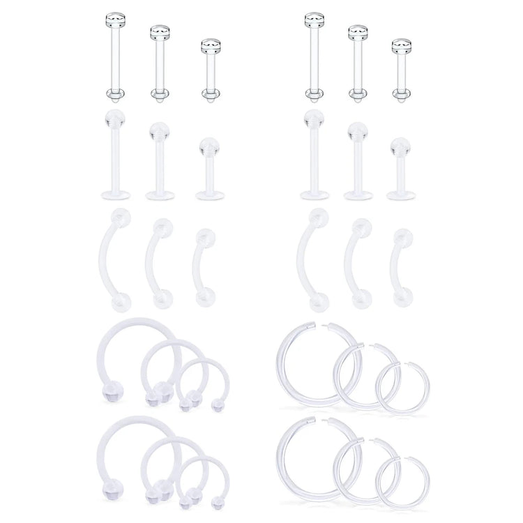 Clear Sports Work Bioflex Helix Tragus Conch Earrings Plastic Medusa Piercing Jewelry Lip Rings Labret Piercing Retainer