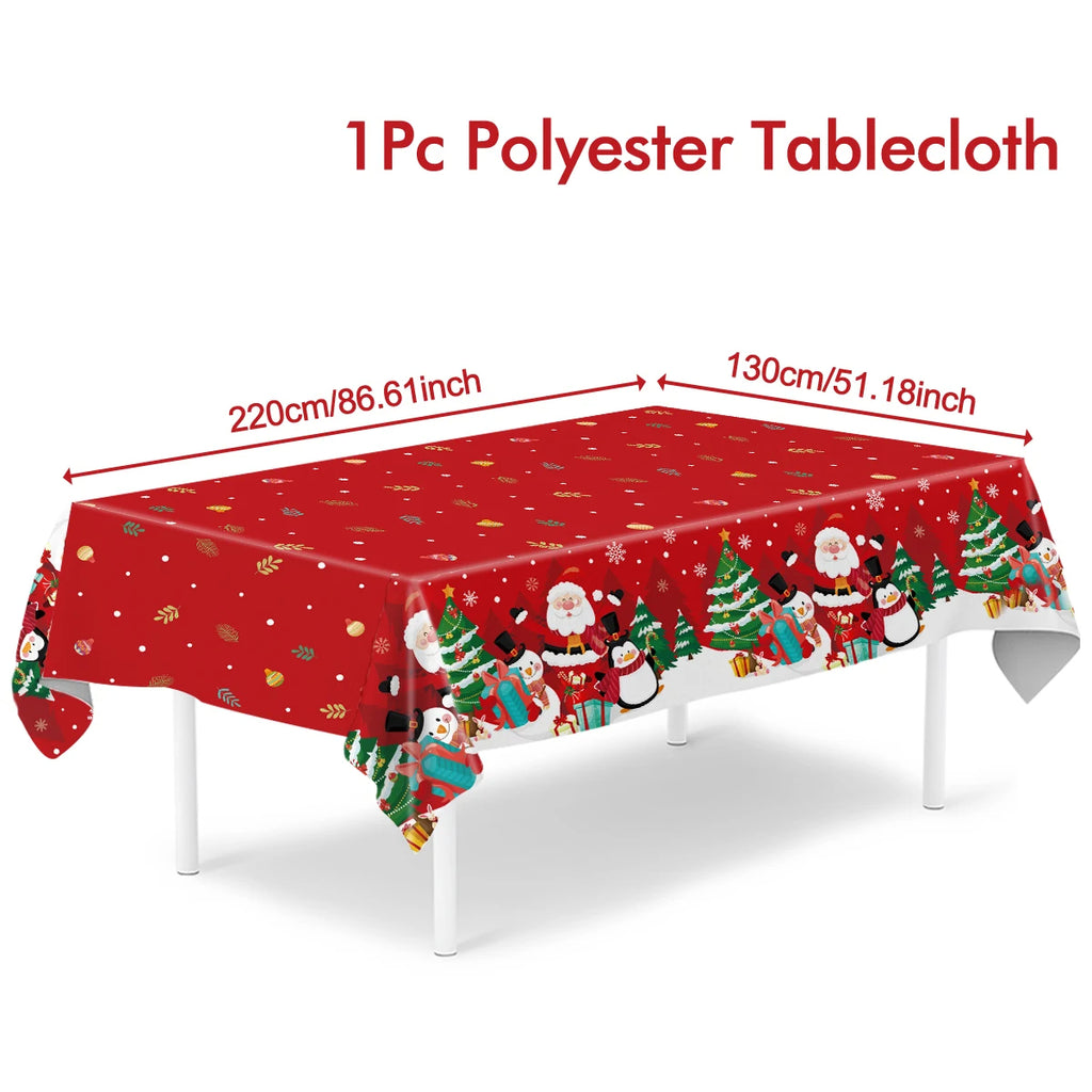 Christmas PE Tablecloth Merry Christmas Decoration For Home 2024 Navidad Kerst Xmas Decor Noel Kerst Happy New Year Gift 2025