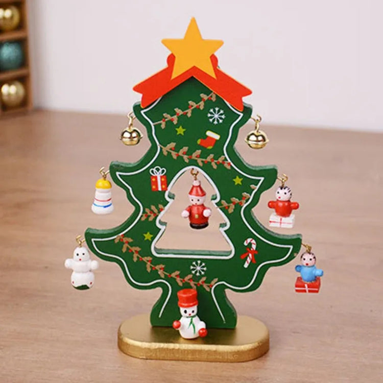 Handcrafted Wooden Christmas Tree Decoration-1pc 3D Tabletop Christmas Ornament with Hanging Accessories, Festive Decor Gift