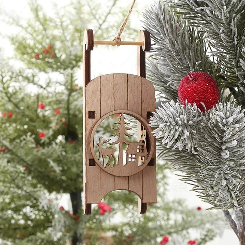 Handcrafted Wooden Christmas Tree Decoration-1pc 3D Tabletop Christmas Ornament with Hanging Accessories, Festive Decor Gift