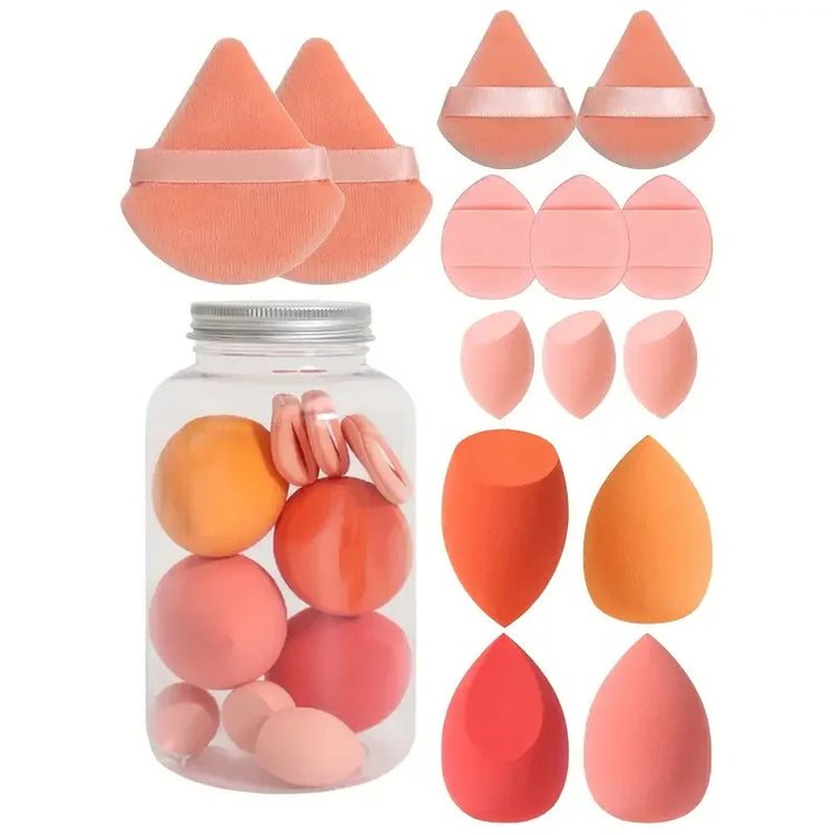 14Pcs/Set Makeup Sponge Set with Storage Jar Velvet Beauty Blenders Makeup Sponge Finger Puff Foundation Cosmetic Puffs