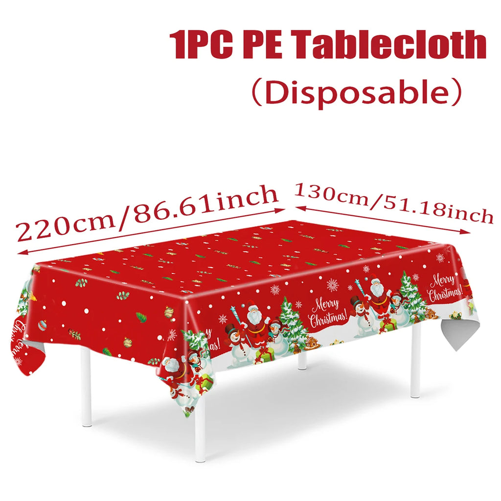 Christmas PE Tablecloth Merry Christmas Decoration For Home 2024 Navidad Kerst Xmas Decor Noel Kerst Happy New Year Gift 2025