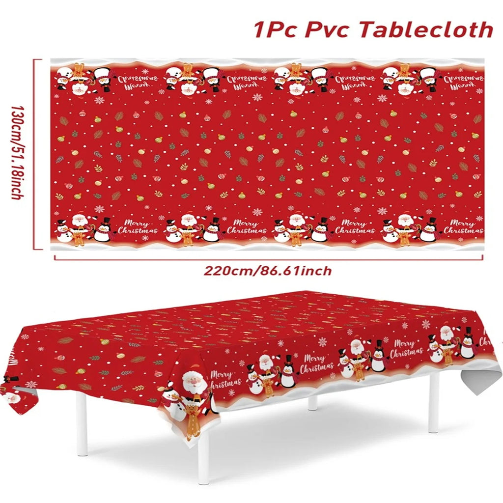 Christmas PE Tablecloth Merry Christmas Decoration For Home 2024 Navidad Kerst Xmas Decor Noel Kerst Happy New Year Gift 2025