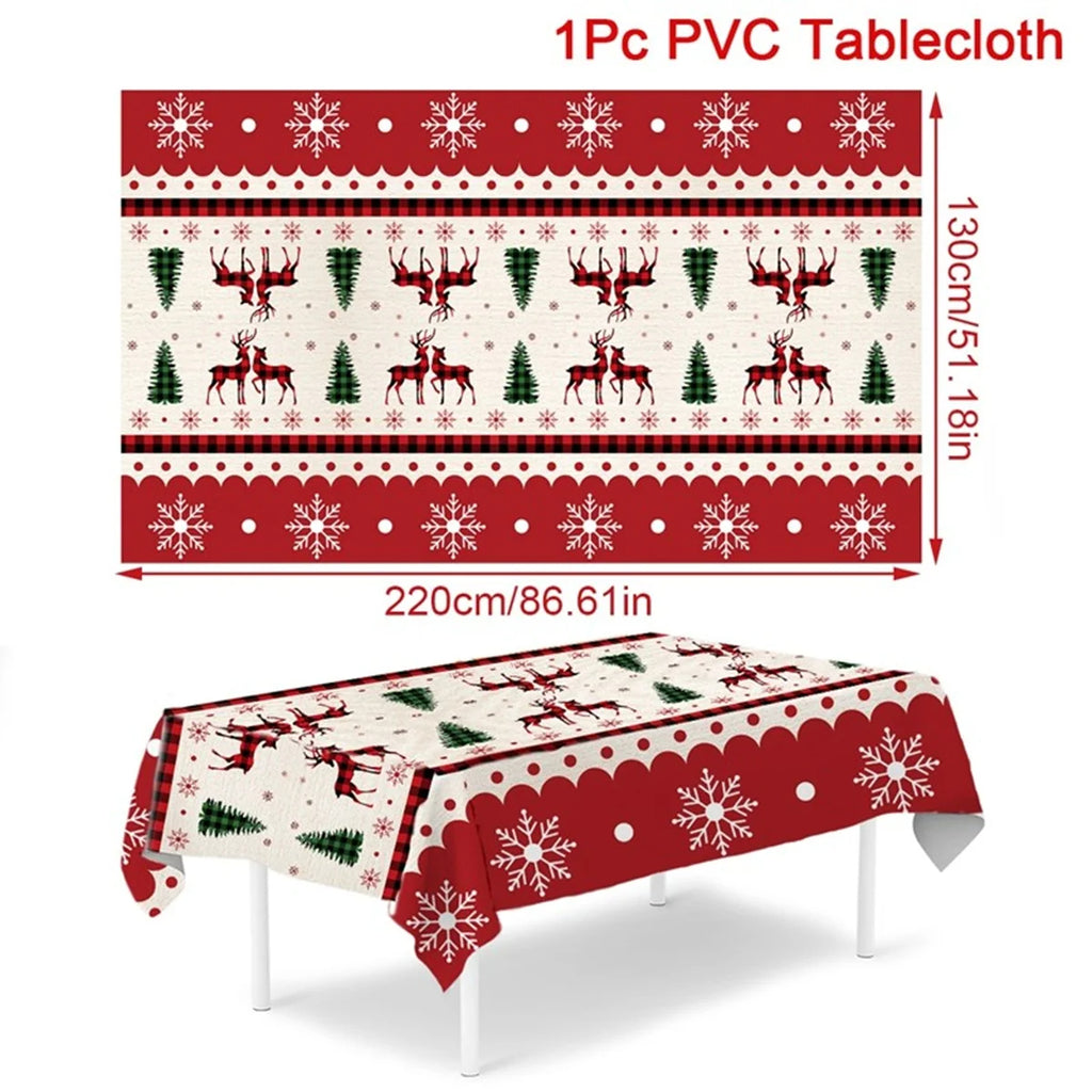 Christmas PE Tablecloth Merry Christmas Decoration For Home 2024 Navidad Kerst Xmas Decor Noel Kerst Happy New Year Gift 2025