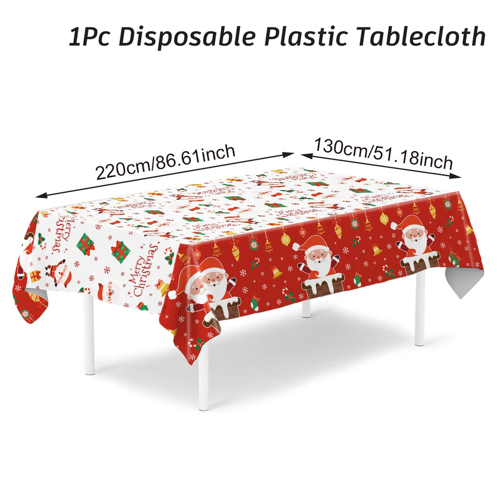 Christmas PE Tablecloth Merry Christmas Decoration For Home 2024 Navidad Kerst Xmas Decor Noel Kerst Happy New Year Gift 2025