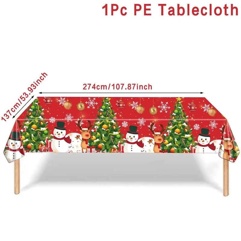 Christmas PE Tablecloth Merry Christmas Decoration For Home 2024 Navidad Kerst Xmas Decor Noel Kerst Happy New Year Gift 2025