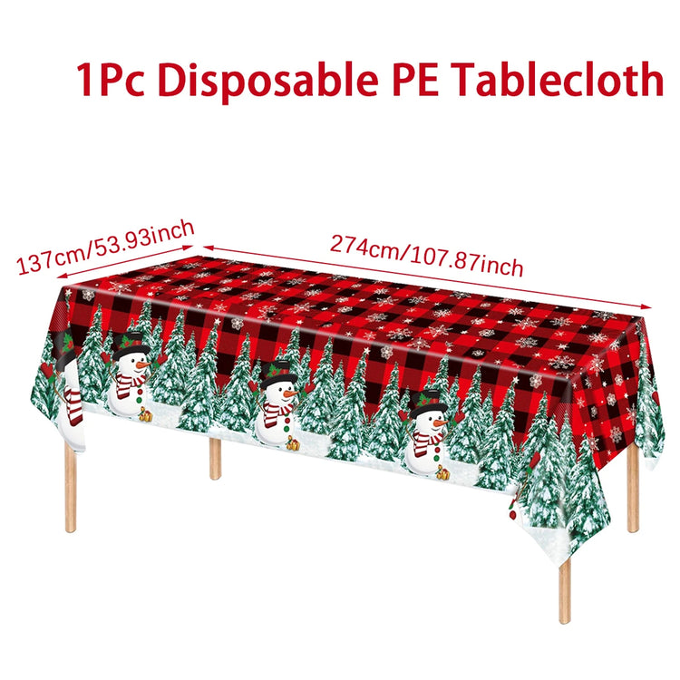 Christmas PE Tablecloth Merry Christmas Decoration For Home 2024 Navidad Kerst Xmas Decor Noel Kerst Happy New Year Gift 2025