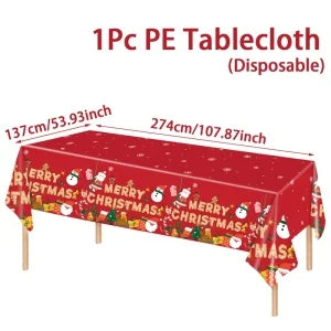 Christmas PE Tablecloth Merry Christmas Decoration For Home 2024 Navidad Kerst Xmas Decor Noel Kerst Happy New Year Gift 2025