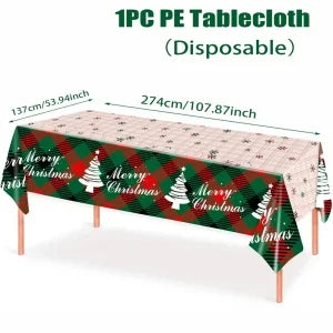 Christmas PE Tablecloth Merry Christmas Decoration For Home 2024 Navidad Kerst Xmas Decor Noel Kerst Happy New Year Gift 2025